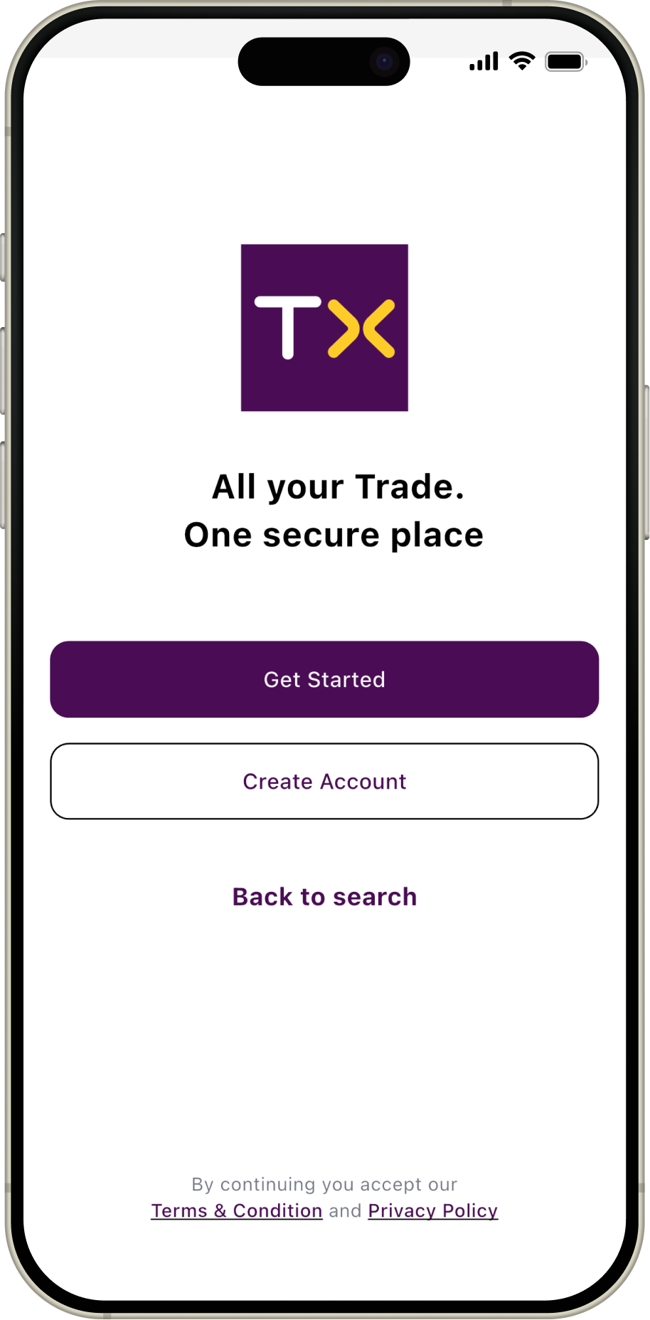 Welcome screen